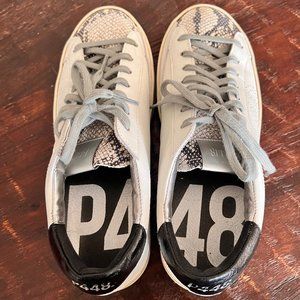 P448 Italian Leather Fashion Sneakers, Snake Print - Size 40